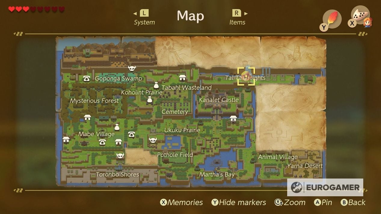 Zelda Link's Awakening Yarna Desert location, where to find Marin to